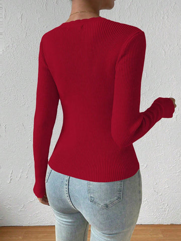 Essnce Ribbed Knit Sweater shein