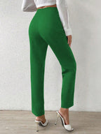 Essnce Solid Color High Waist Pants shein