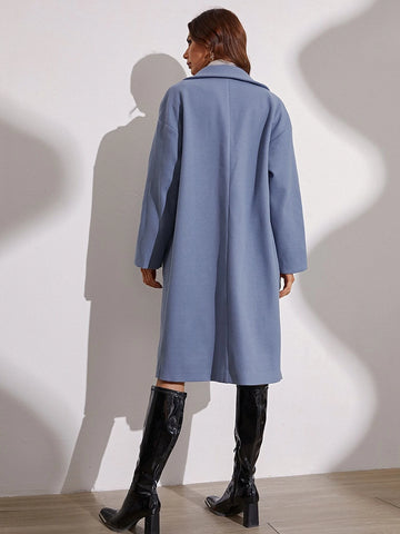 Essnce Suit Collar Woolen Coat With Front Button Closure shein