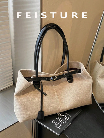 FEISTURE 1pc Spring & Summer Fashion Patchwork Denim Hand Bag