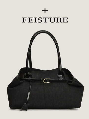 FEISTURE 1pc Spring & Summer Fashion Patchwork Denim Hand Bag