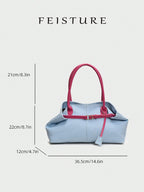 FEISTURE 1pc Spring & Summer Fashion Patchwork Denim Hand Bag shein