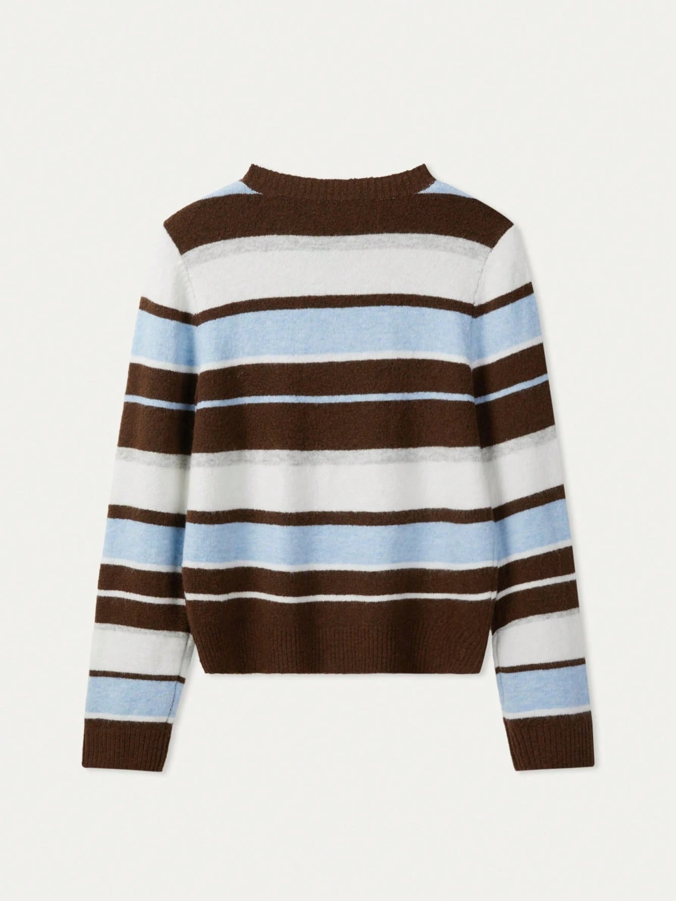 Round Neck Long Sleeve Striped Knit Sweater
