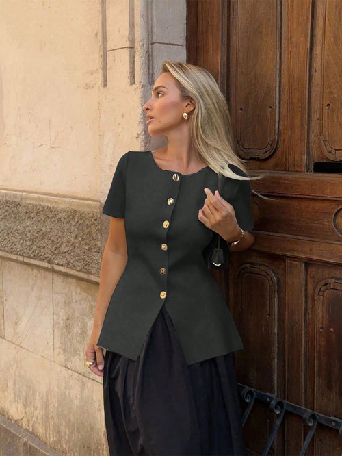 New Knitted Top, Casual, Simple And Atmospheric shein