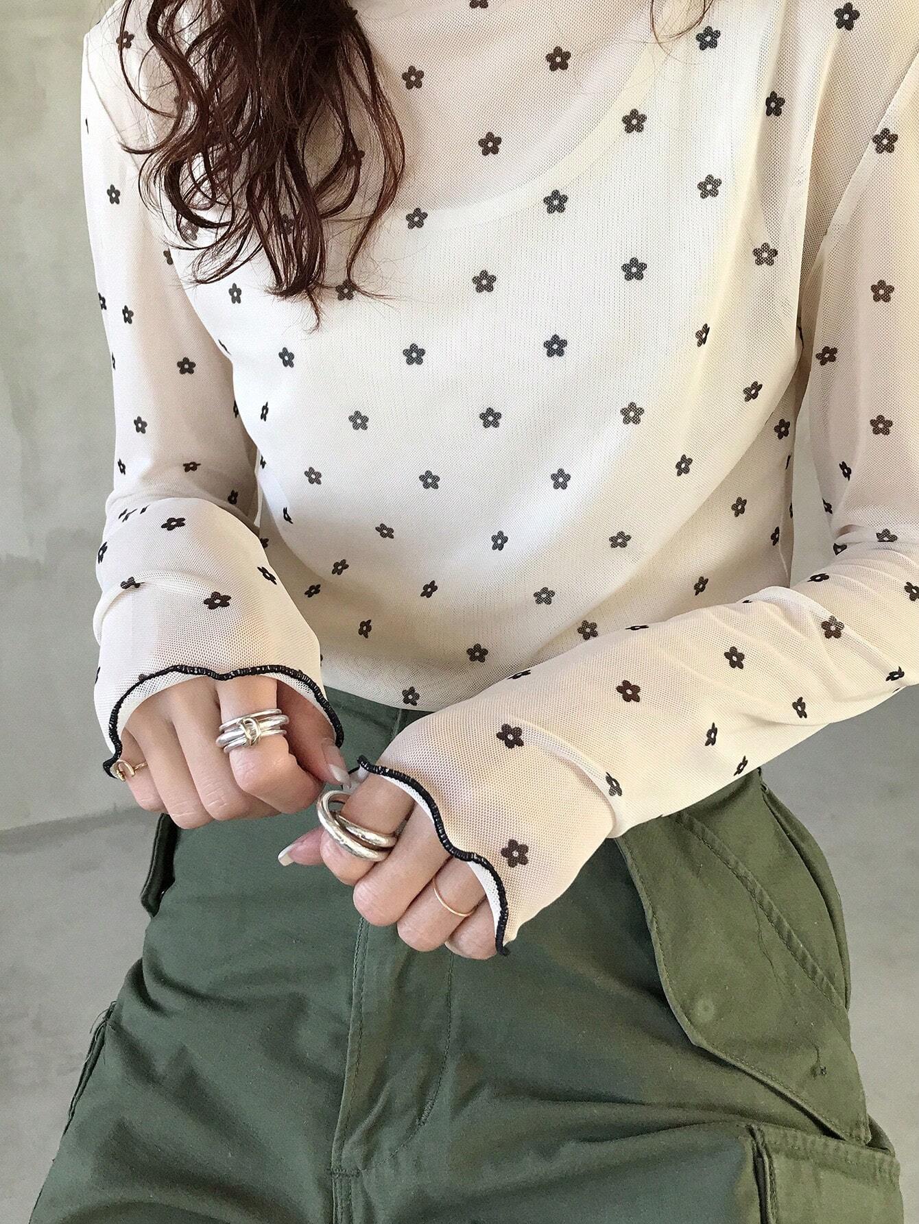 FRIFUL Women's Autumn Ruffle Collar Long Sleeve Polka Dot Blouse shein