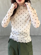 FRIFUL Women's Autumn Ruffle Collar Long Sleeve Polka Dot Blouse shein