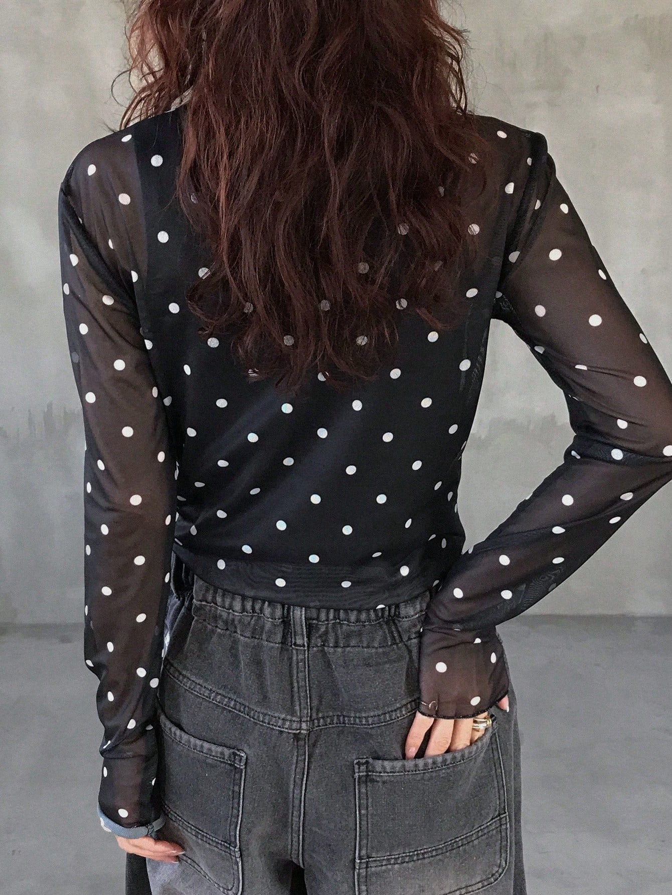 FRIFUL Women's Autumn Ruffle Collar Long Sleeve Polka Dot Blouse shein