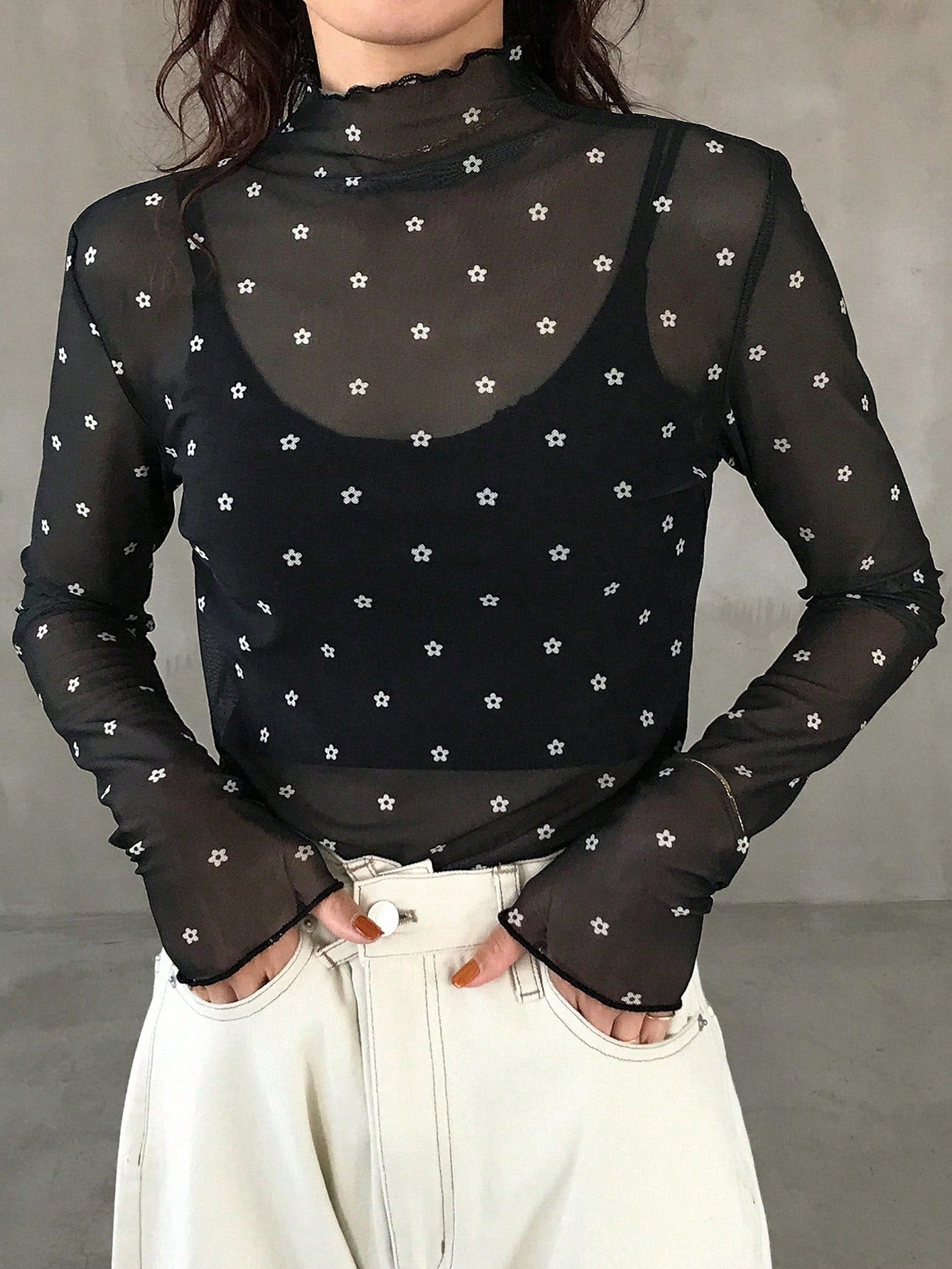 FRIFUL Women's Autumn Ruffle Collar Long Sleeve Polka Dot Blouse shein