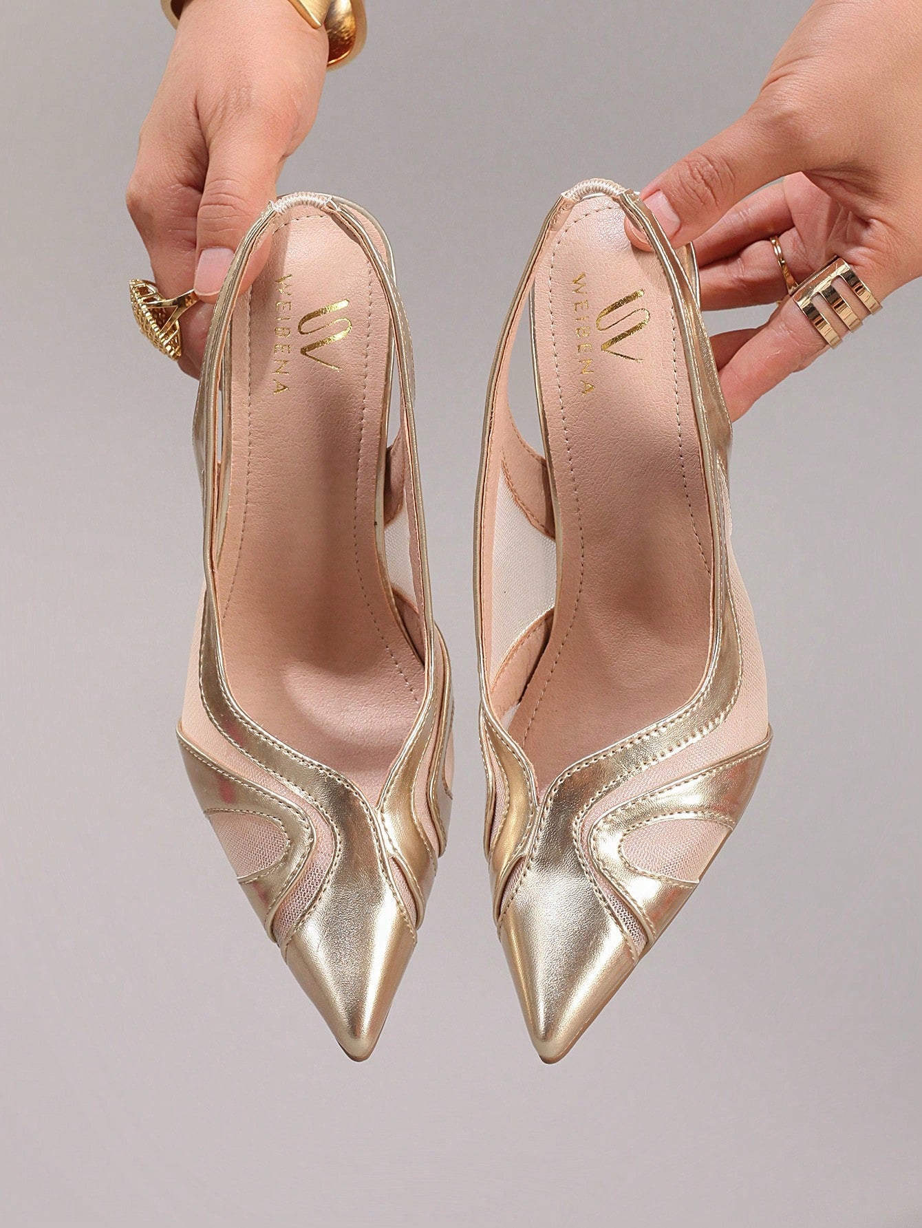 Women's Lace Patchwork High Heel Sandals shein