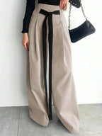 Fashion Design Wide Leg Pants Solid Color Commute Slimming Long Trousers shein