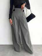 Fashion Design Wide Leg Pants Solid Color Commute Slimming Long Trousers shein