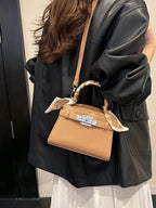Fashionable High-End Litchi Grain Women's Handbag shein