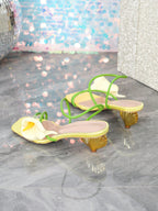 Women's Fashion Floral Open Toe Strap Mid Heel Sandals shein
