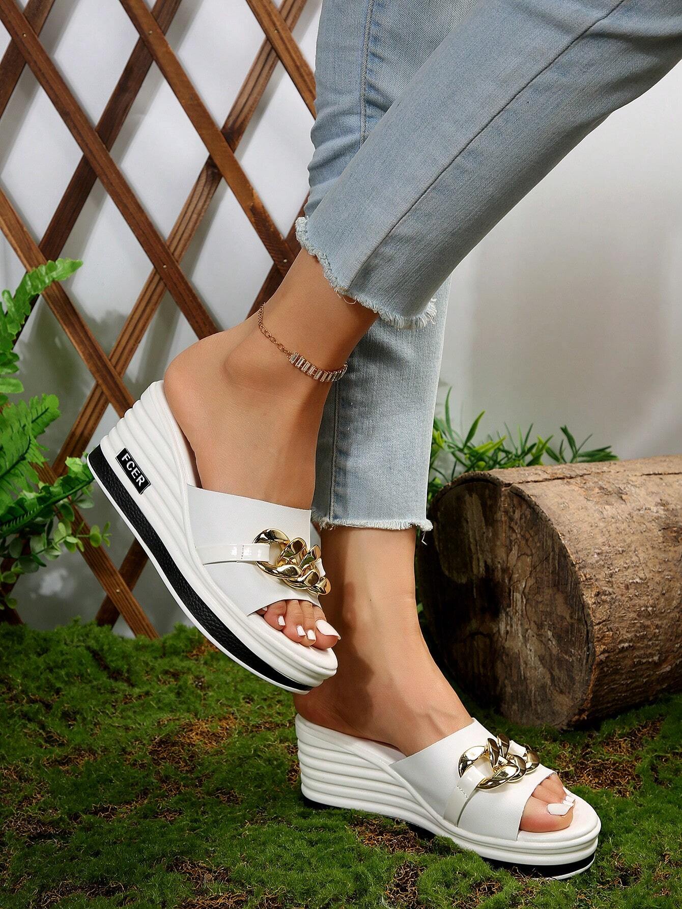 Fashionable Outdoor Wedge Slide Sandals shein