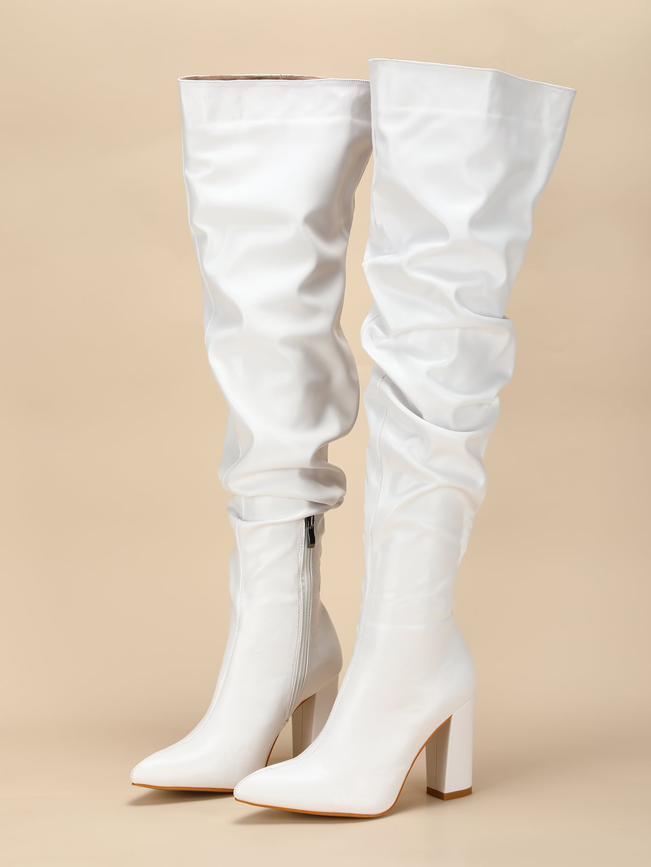 Fashionable Solid Color Fold Over Boots shein