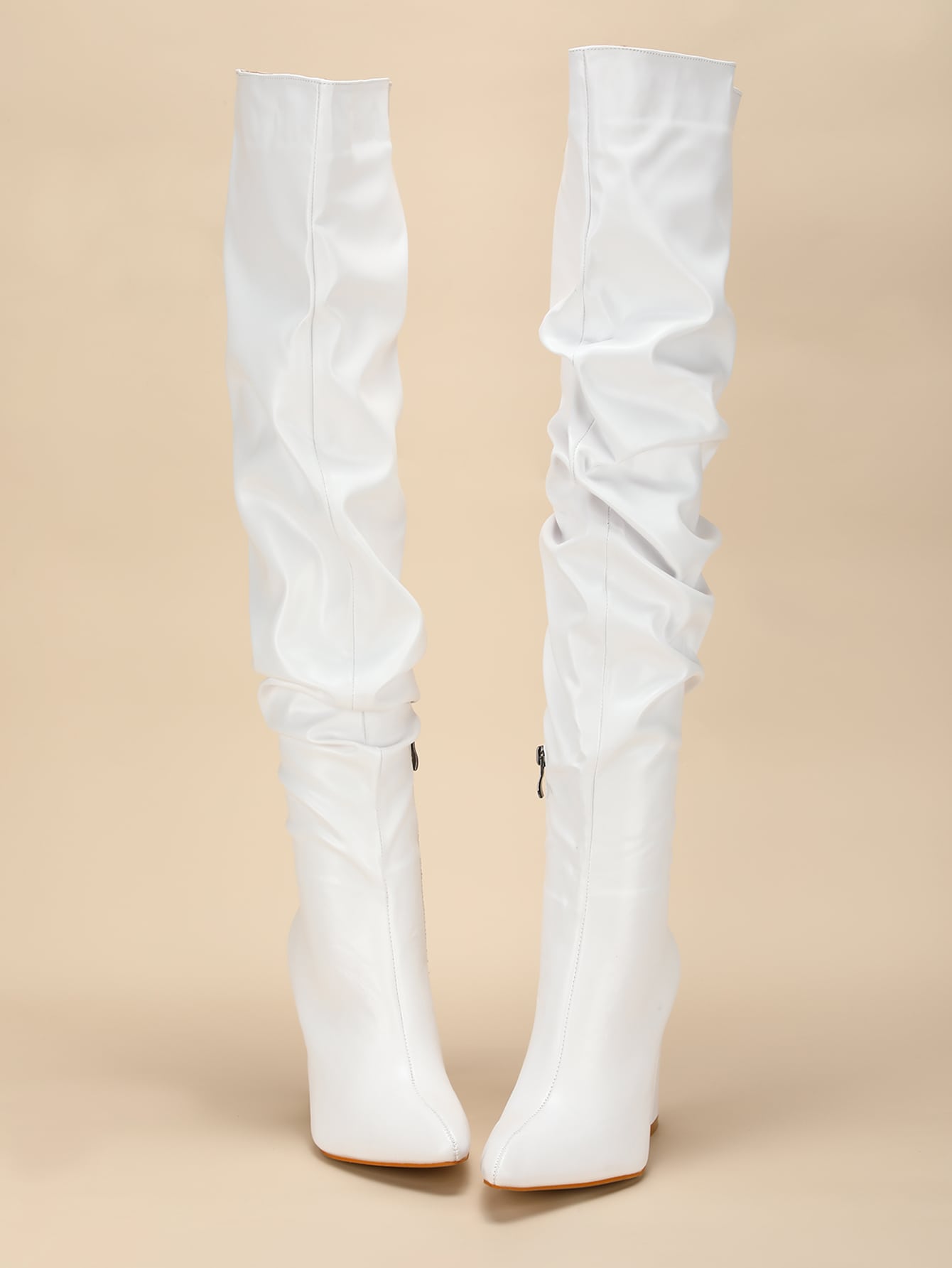 Fashionable Solid Color Fold Over Boots shein
