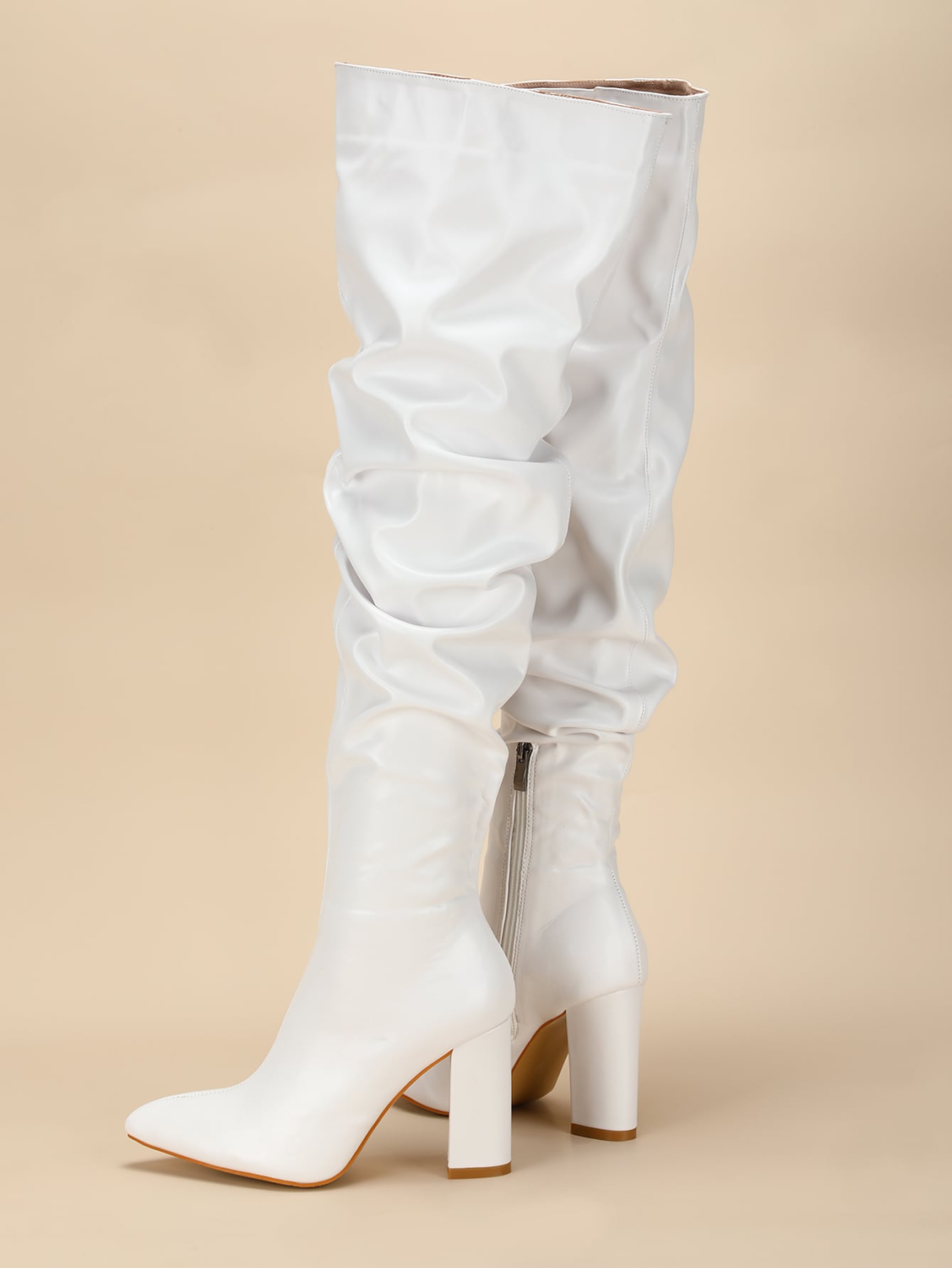 Fashionable Solid Color Fold Over Boots shein