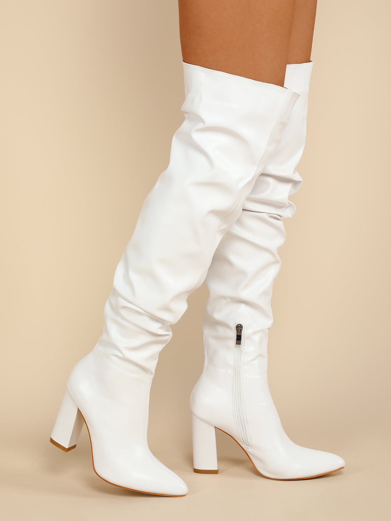 Fashionable Solid Color Fold Over Boots shein
