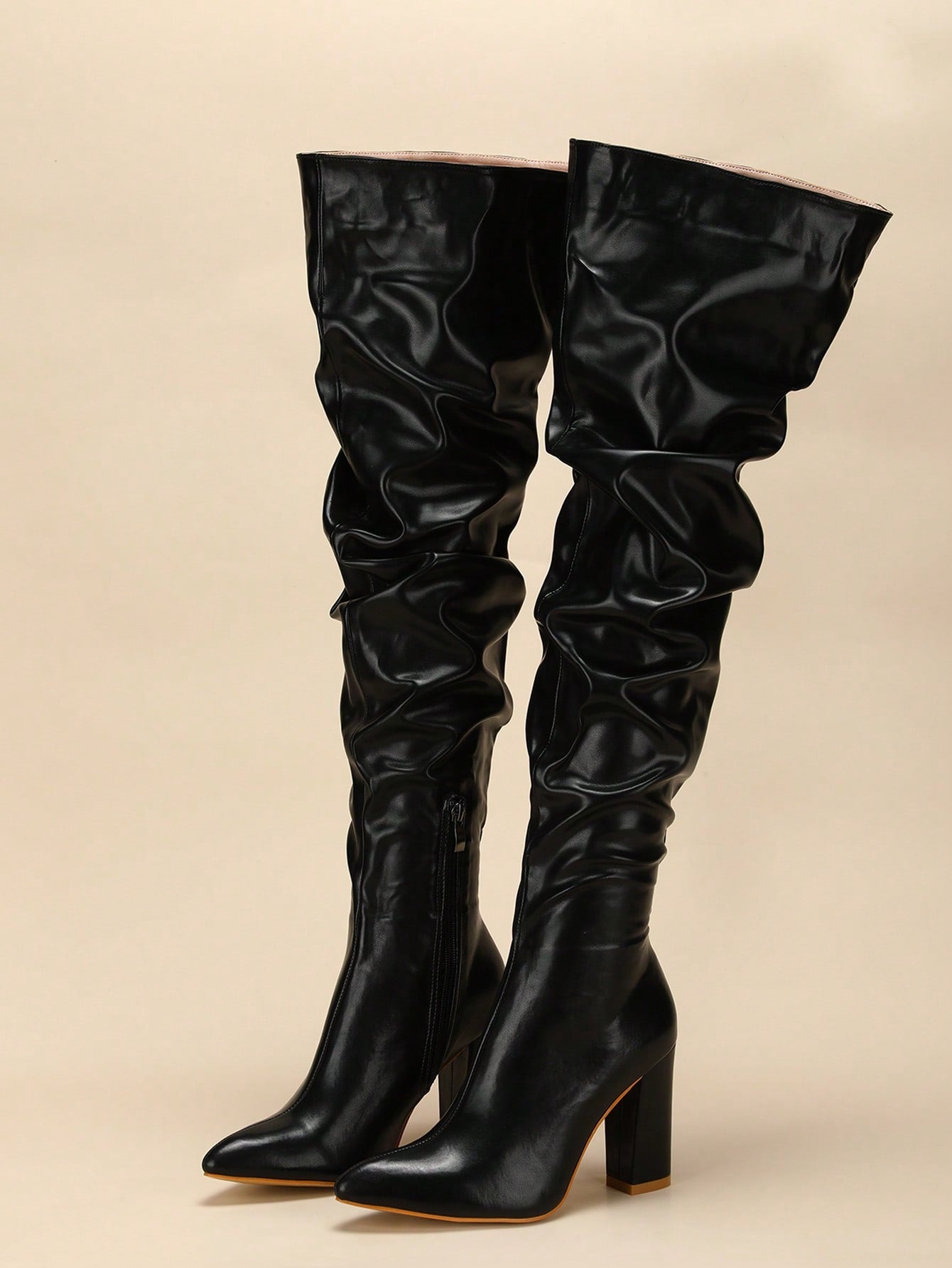 Fashionable Solid Color Fold Over Boots shein