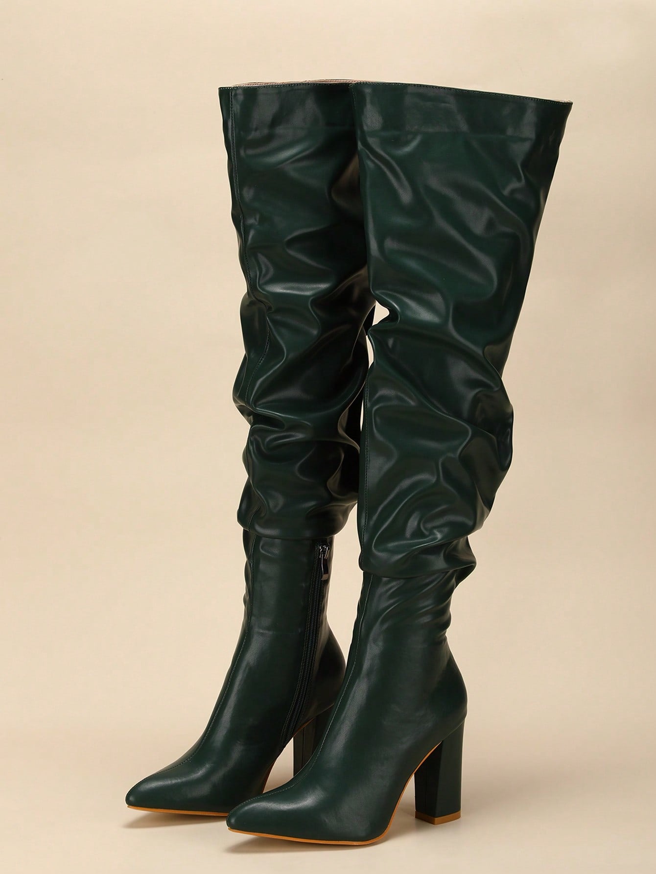 Fashionable Solid Color Fold Over Boots shein