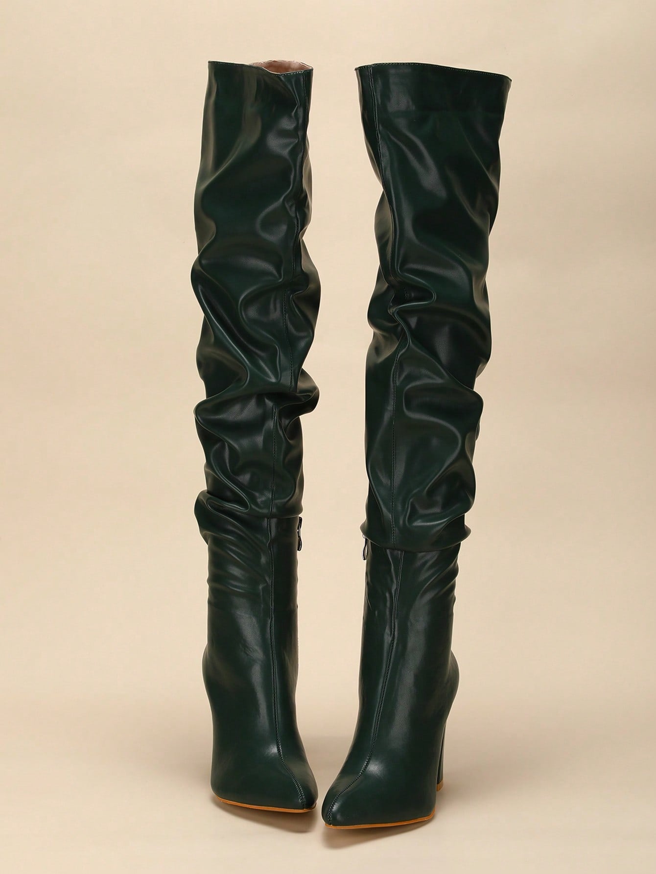 Fashionable Solid Color Fold Over Boots shein