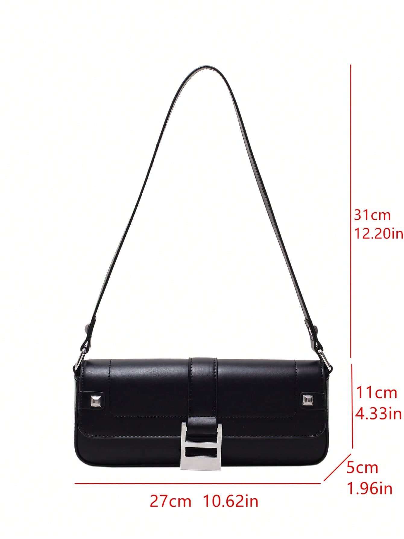 Fashionable Vintage Style Rivet Decor Women's Shoulder Bag shein