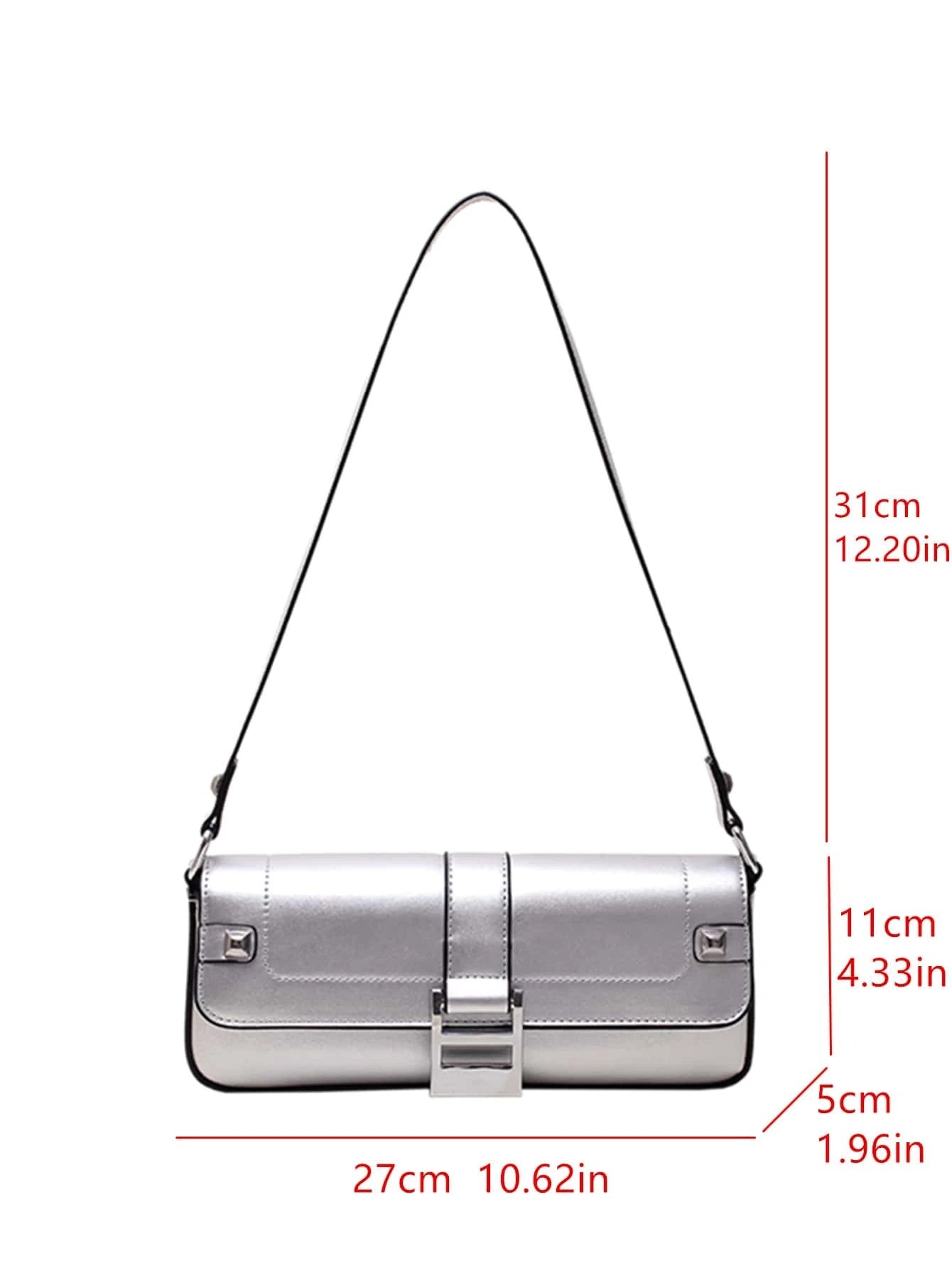 Fashionable Vintage Style Rivet Decor Women's Shoulder Bag shein