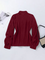 Solid Color Long Sleeve Single-Breasted Fashionable Elegant Versatile Blouse shein
