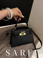 Fashionable High-End Litchi Grain Women's Handbag shein