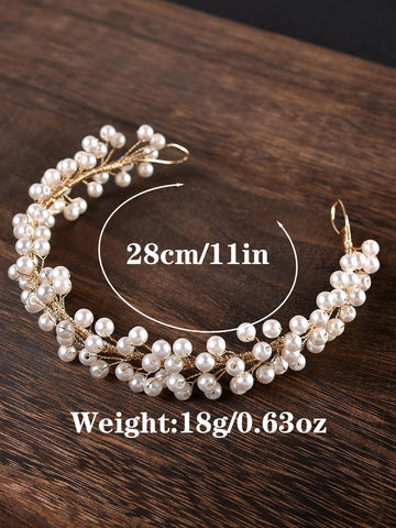 Faux Pearl Decor Bridal Headwear shein