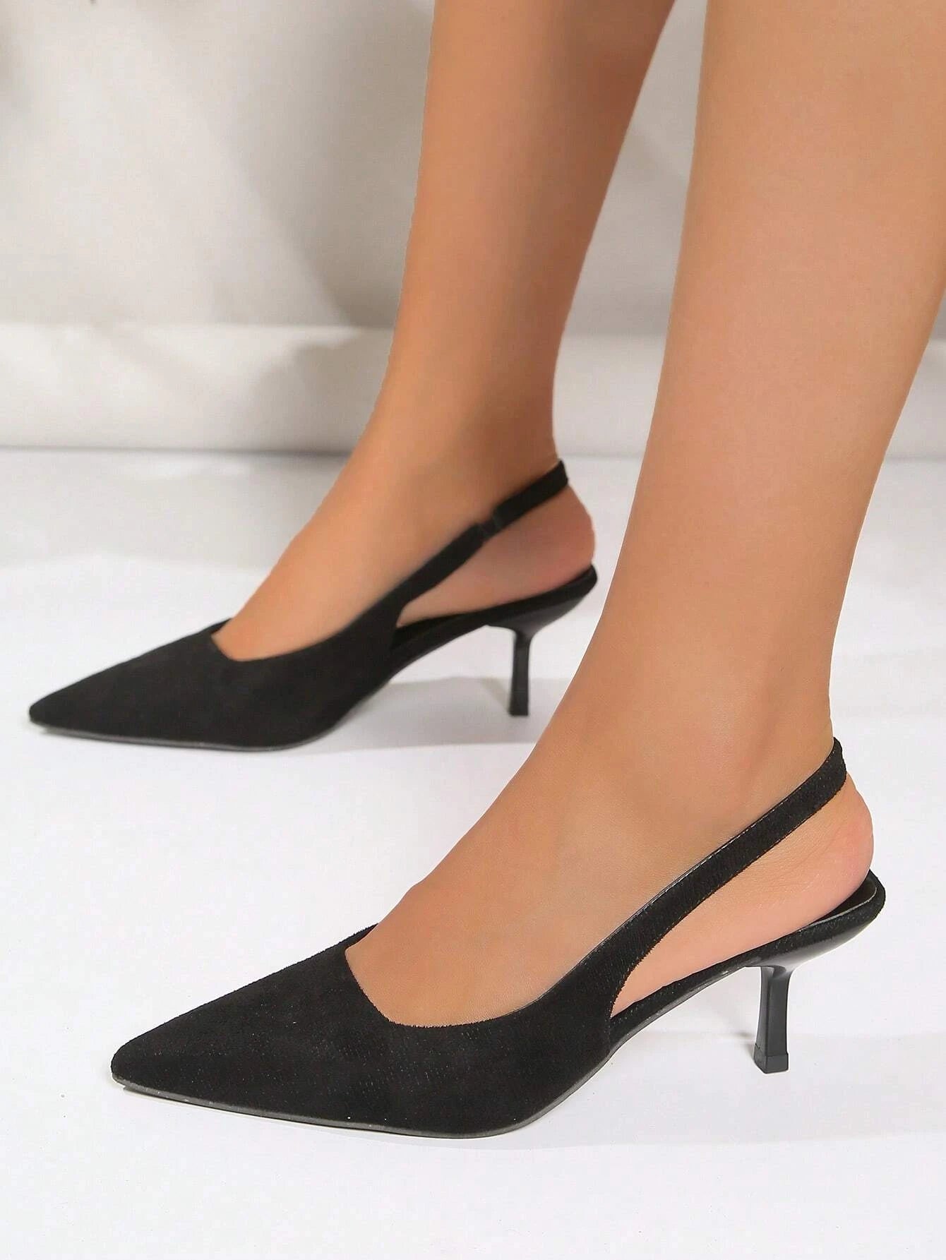 Faux Suede Stiletto Heeled Elegant Pumps shein