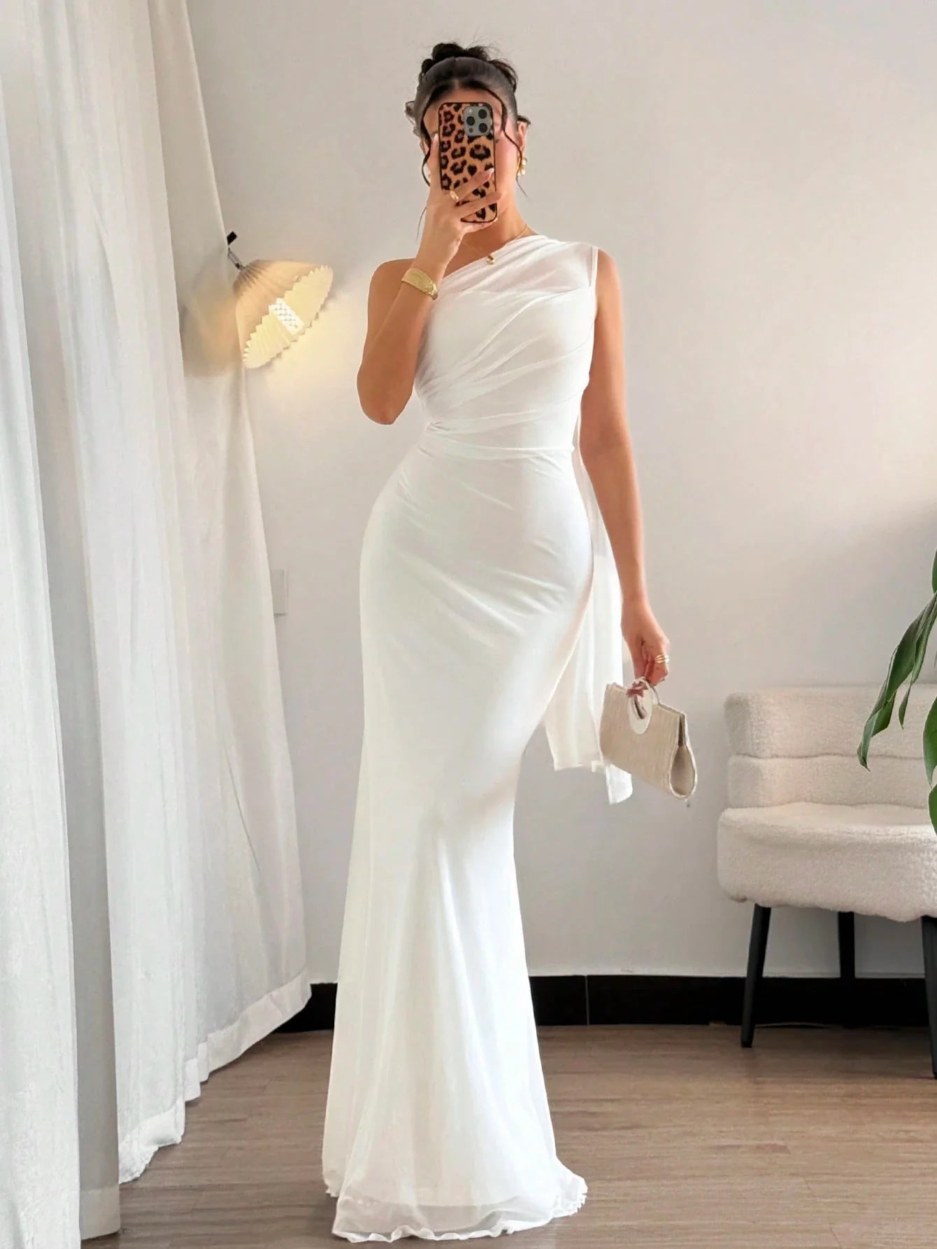 Elegant Off-Shoulder Hip Fishtail Dress shein