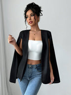 Women Elegant Solid Color Cape Coat