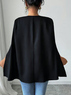 Women Elegant Solid Color Cape Coat