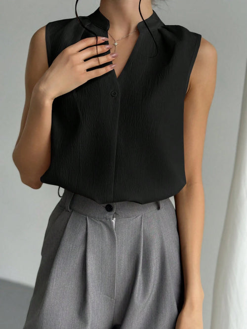 Women's Chic & Elegant Office Wear V-Neck Blouse shein