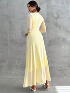 Women's Elegant Vintage Mesh Pleated A-Line Maxi Dress shein