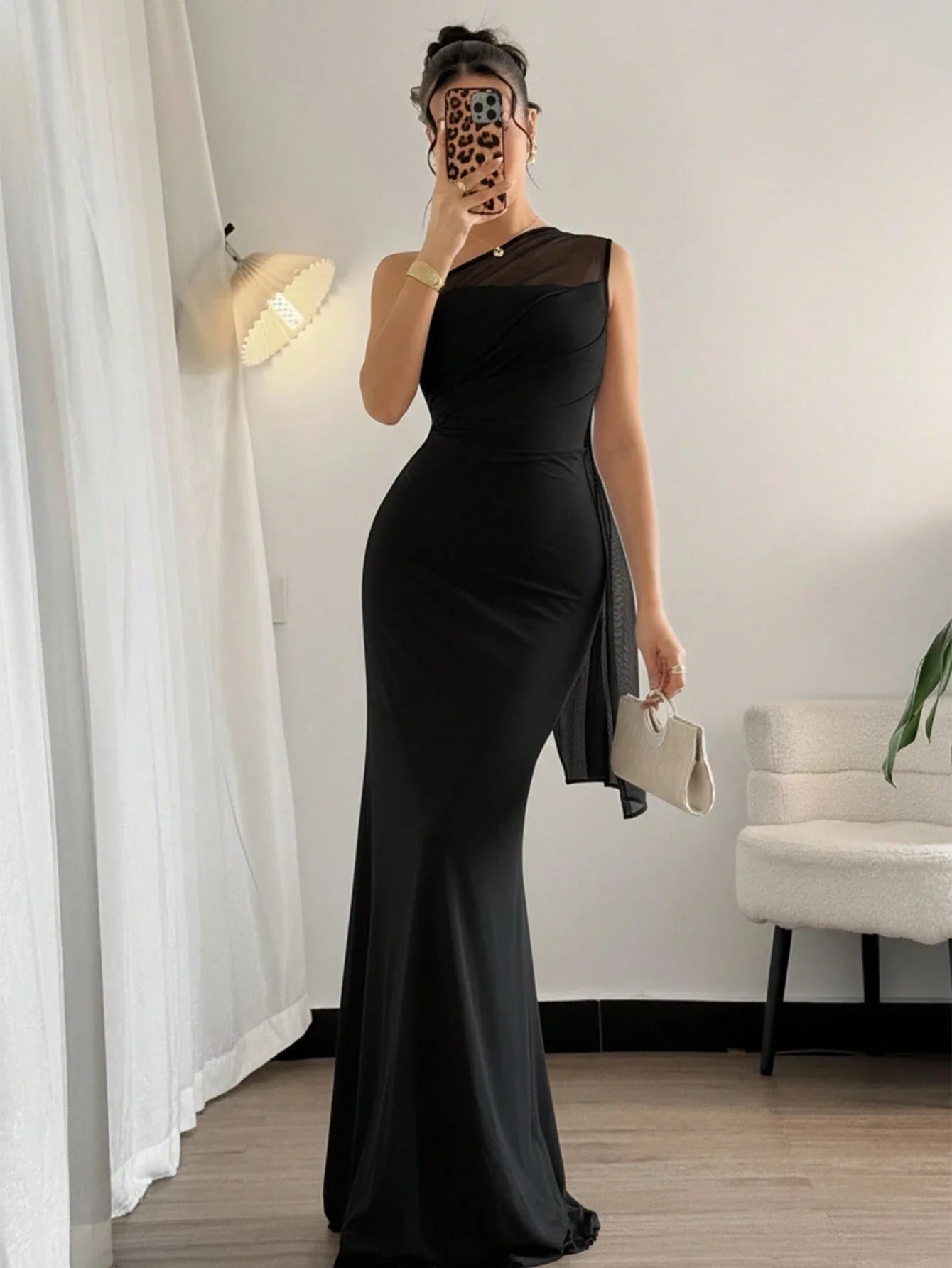 Elegant Off-Shoulder Hip Fishtail Dress shein