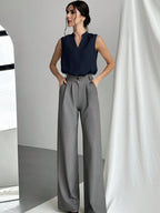 Women's Chic & Elegant Office Wear V-Neck Blouse shein