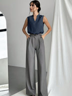 Women's Chic & Elegant Office Wear V-Neck Blouse shein