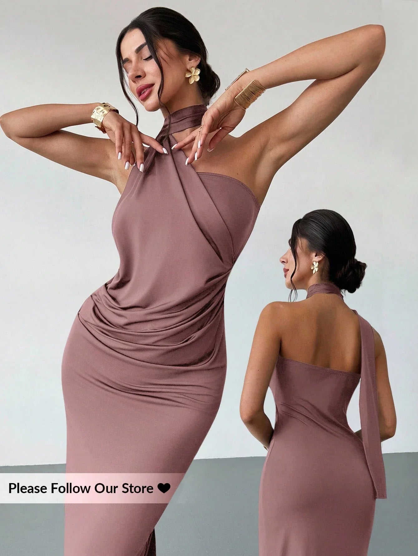 Asymmetrical Flare Sleeve Loose Dress shein