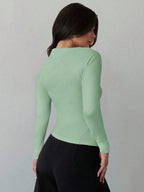 Asymmetric Shoulder Long Sleeve Wrap Ruched Waist Tight Fitting Slim T-Shirt shein