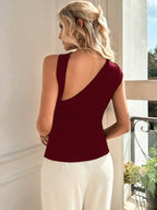 Firerie Elegant Asymmetric Collar Solid Color Shirt shein