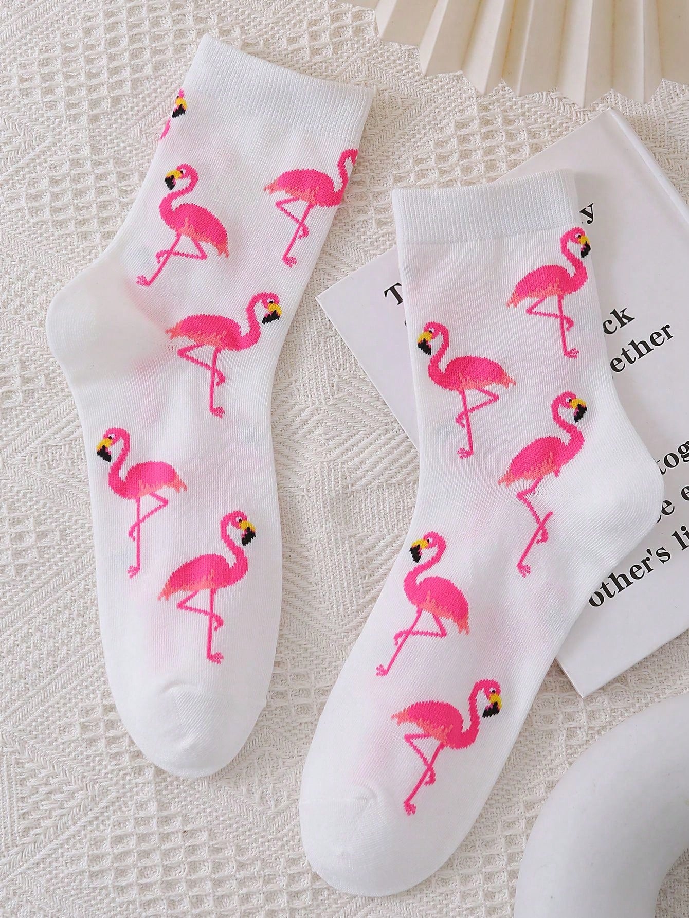 Flamingo Print Crew Socks