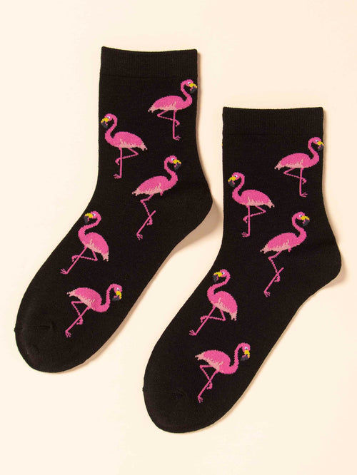 Flamingo Print Crew Socks shein