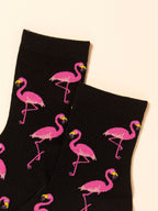 Flamingo Print Crew Socks
