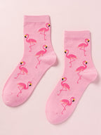 Flamingo Print Crew Socks