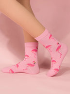 Flamingo Print Crew Socks