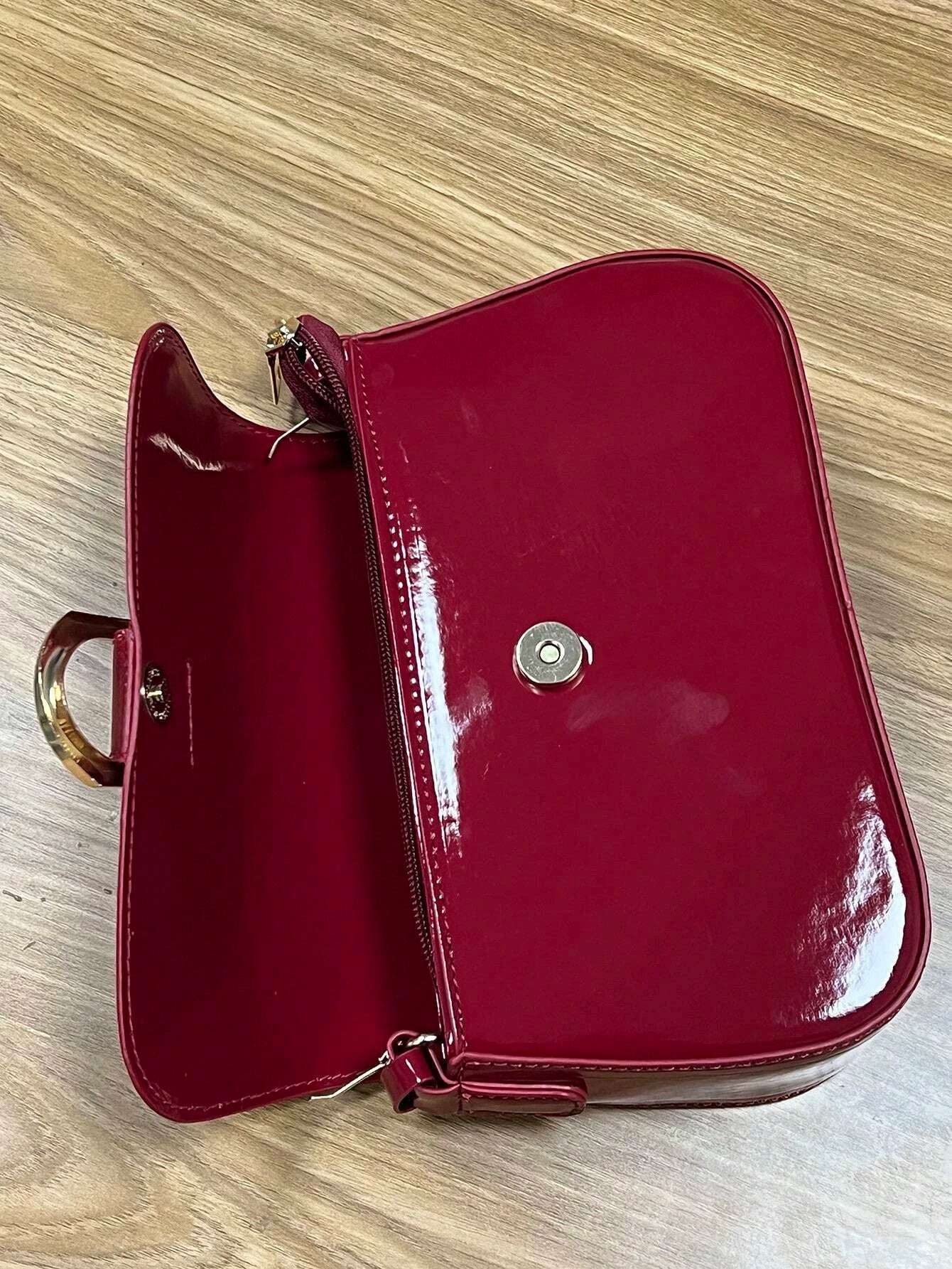 Flap Square Bag Metal Decor Vintage Solid Color Square Shoulder Bag All Match shein