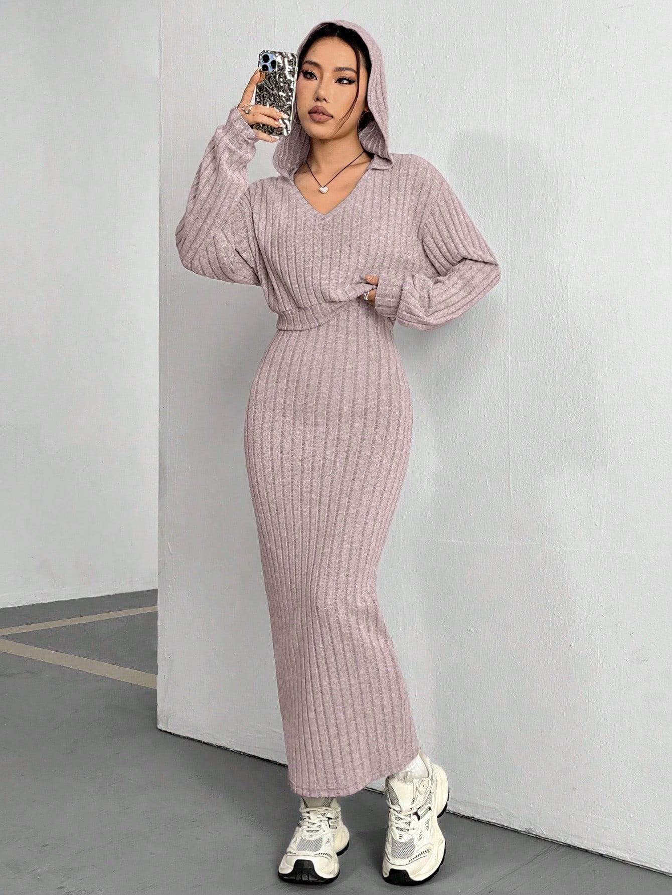 Unity Ladies' Ribbed Long Sleeve T-Shirt And Skirt Set