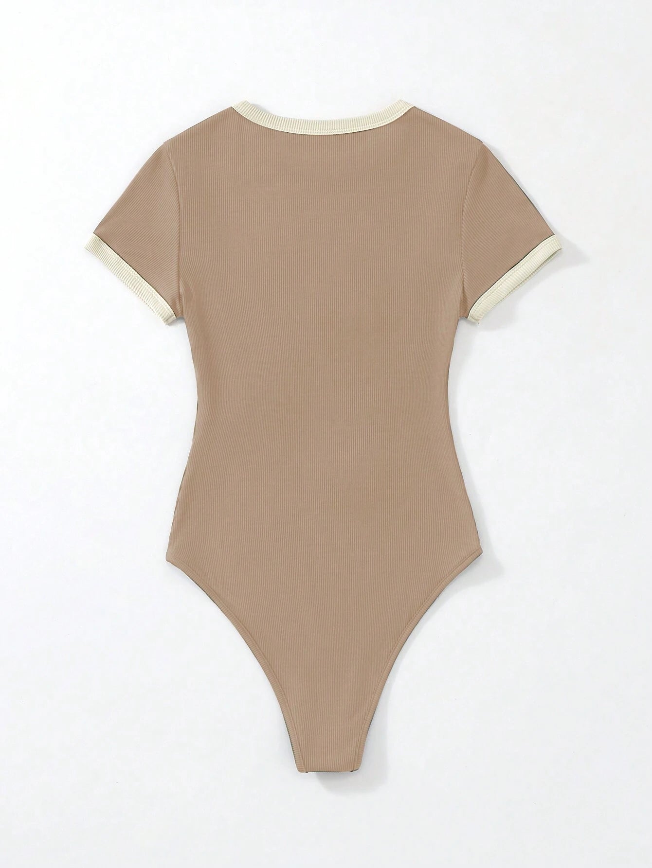 Flirla Slogan Graphic Contrast Trim Bodysuit shein